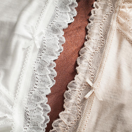 ARN-K120日系蕾丝内裤女真丝无痕性感镂空中腰桑蚕丝裤头女士高开叉三角裤 商品图2