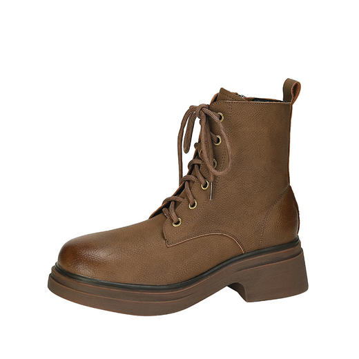 【女鞋专场】厚底英伦马丁靴女2023年新款复古时尚做旧圆头短靴冬季加绒靴子女 商品图4