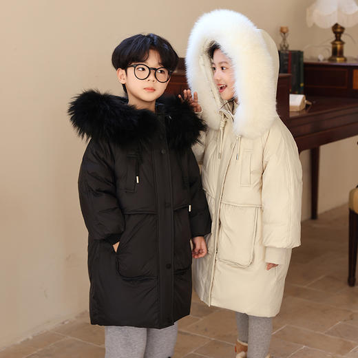 【母婴用品】-儿童羽绒服中长款2023新款冬季保暖童装外套 商品图1