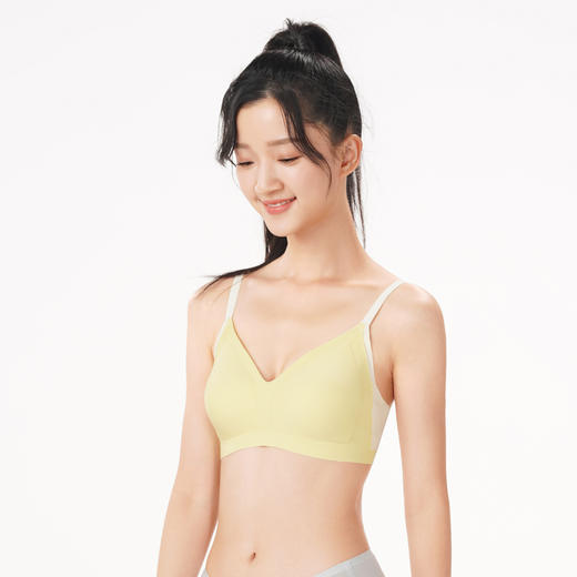 都市丽人少女优选成长三阶内衣女泳布文胸无尺码三角杯薄款无钢圈三排扣BB42E7 商品图1