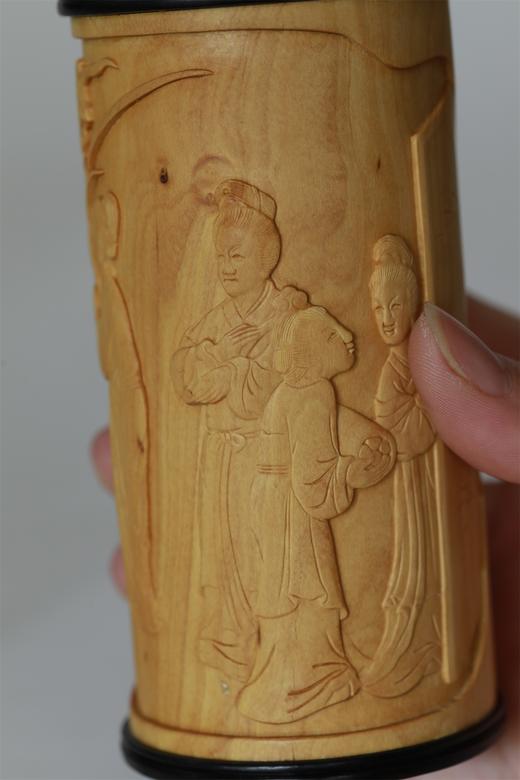 仕女图°黄杨木雕茶叶罐 商品图4