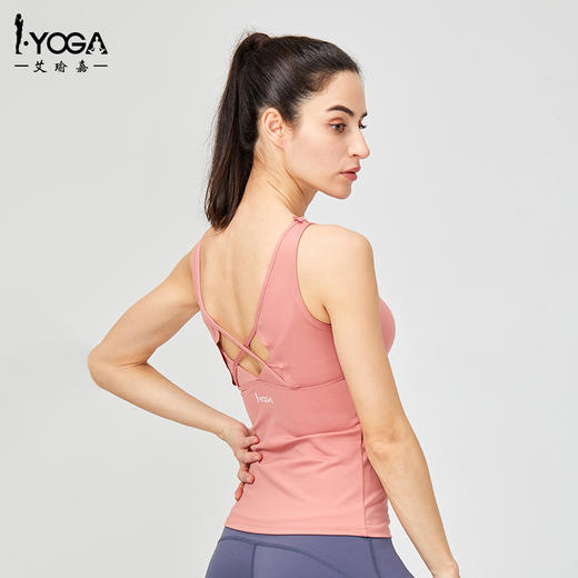 IYOGA运动背心女外穿美背细肩带可拆卸胸垫挺胸云感透气高弹紧身显瘦B049 商品图5