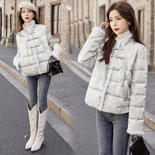 冬季新款，盘扣刺绣羽绒服真毛羽绒服外套HR-YQH9957 商品图5