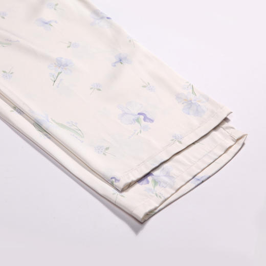 都市丽人好睡好眠春夏睡衣女冰雪丝印花家居服薄款短袖长裤+短裤女士丝质套装LH41B3 商品图8