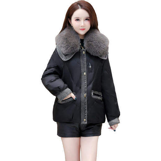 QYM JNRH32 -Y牛仔皮草毛领保暖厚款加绒时尚羽绒服 商品图4