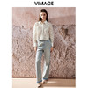 VIMAGE纬漫纪春季新款简约条纹长袖衬衫衬衣女上衣V2109711 商品缩略图1