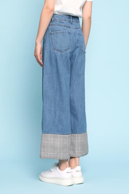 VERO MODA 格纹拼接阔腿牛仔裤 5384 商品图2