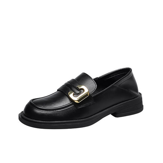 【女鞋专场】2023年春季新款厚底真皮乐福鞋圆头踩后跟一脚蹬学院风小皮鞋女 商品图4