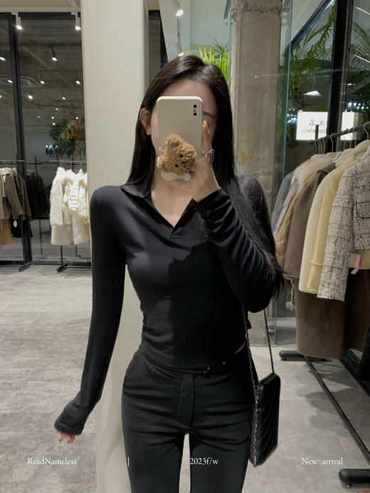 Read Nameless /美雅碧羊绒翻领打底衫黑色 商品图2