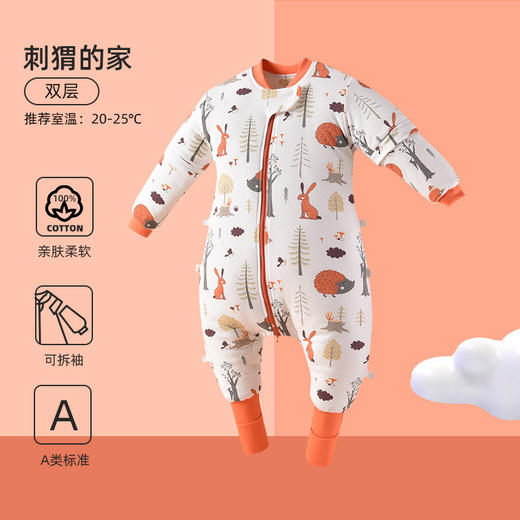 【智能控温 安睡整晚】秋冬季宝宝防踢被分腿加厚款夹棉防惊跳新生儿童恒温a类婴儿睡袋 商品图4