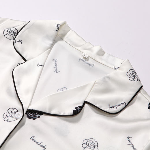 都市丽人好睡好眠春夏睡衣女冰雪丝印花家居服薄款短袖长裤女士丝质套装LH41A6 商品图5