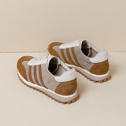 【女鞋专场】德训鞋女2023春季新款韩系圆头拼色真皮运动休闲饼干鞋女阿甘板鞋 商品图5