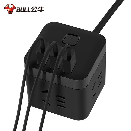【自营】 公牛 BULL 盒装黑色一体魔方插座 3位插孔 3USB 1.5m长 商品图1