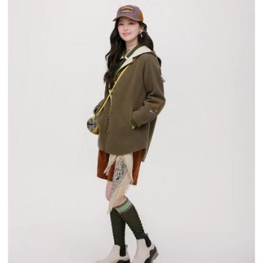 南二楼渔牌2023年冬季连帽双面呢料外套FGHD5020精品女装 商品图1