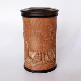 山水清音°竹雕茶叶罐