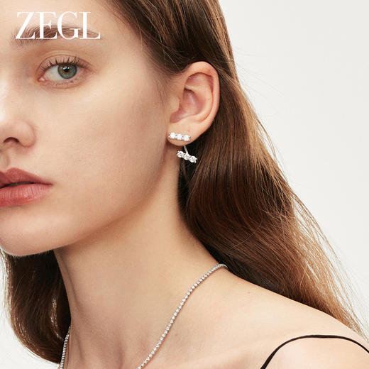 ZEGL简约锆石耳环女轻奢小众设计感高级耳钉气质925银针秋冬耳饰 商品图3
