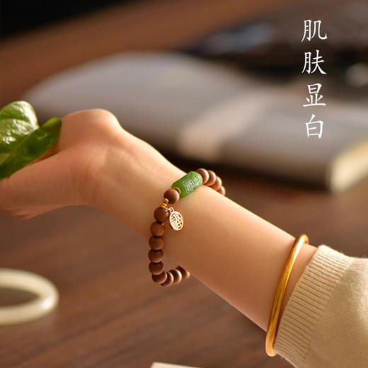 和田玉古纹雕刻老山檀国风手串 商品图3