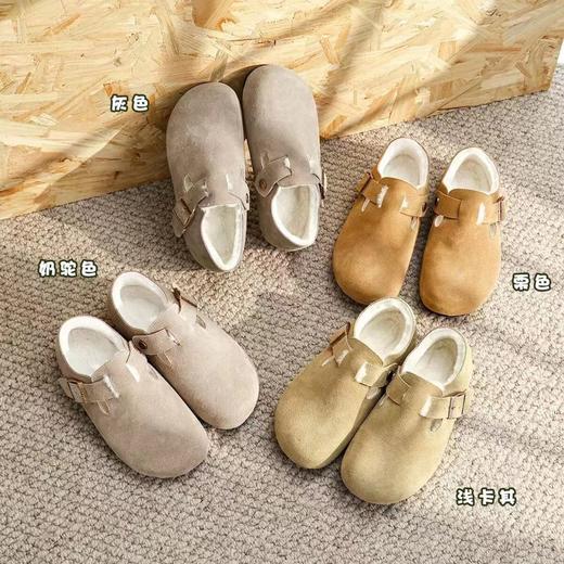 【女鞋专场】三喜同款2023年真皮厚底全包钓鱼勃肯鞋秋冬加绒复古外穿毛毛鞋女 商品图3