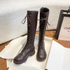 【女鞋专场】2023秋冬新款厚底马丁靴系带切尔西靴长靴女不过膝瘦瘦韩版骑士靴 商品缩略图3