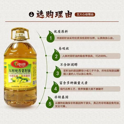 【专供】固始县申源非转基因纯香菜籽油5L 商品图1