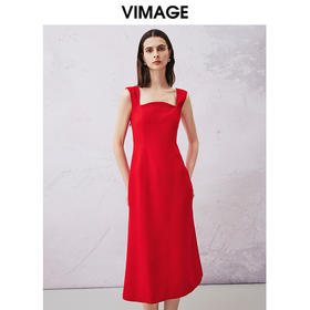 VIMAGE纬漫纪夏季新款显瘦洋气吊带连衣裙V2177708