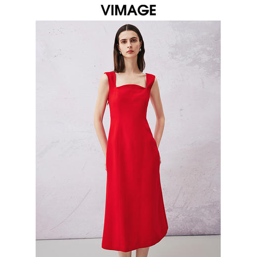 VIMAGE纬漫纪夏季新款显瘦洋气吊带连衣裙V2177708 商品图0