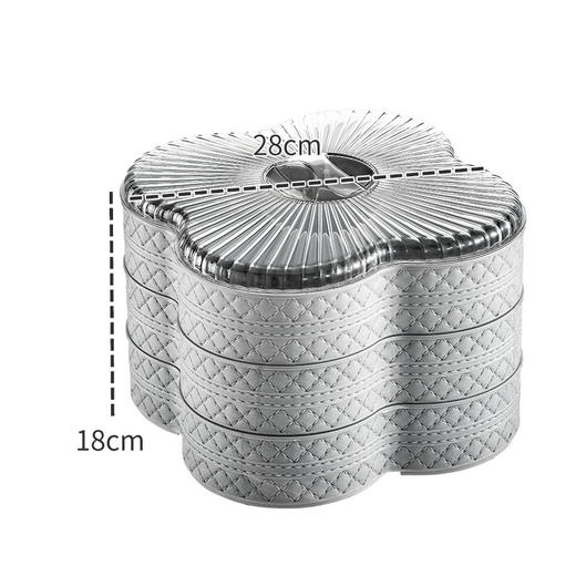 【喜庆的感觉，很有年味！】新款轻奢仿皮果盘,家用多层干果盒分格带盖,坚果糖果盒客厅零食盘,丰盈的多层带盖盛装着坚果糖果，宛如客厅的香甜风景 商品图13