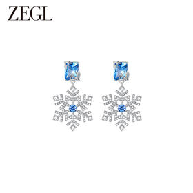 ZEGL圣诞雪花耳环女2023新款爆款秋冬高级感气质耳钉小众银针耳饰