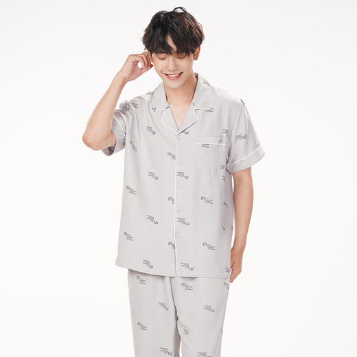 都市丽人都市锋尚好睡好眠春夏睡衣男软绵绵印花家居服薄款短袖长裤男士套装FH41A5 商品图1