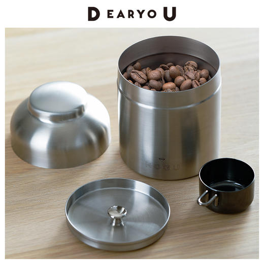 下村企贩进口KOGU304不锈钢咖啡豆罐带量勺储存罐食品密封罐 商品图1