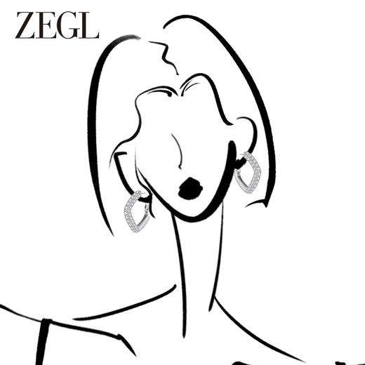 ZEGL法式几何耳圈女2023新款爆款小众金属耳环气质秋冬银针耳饰品 商品图1