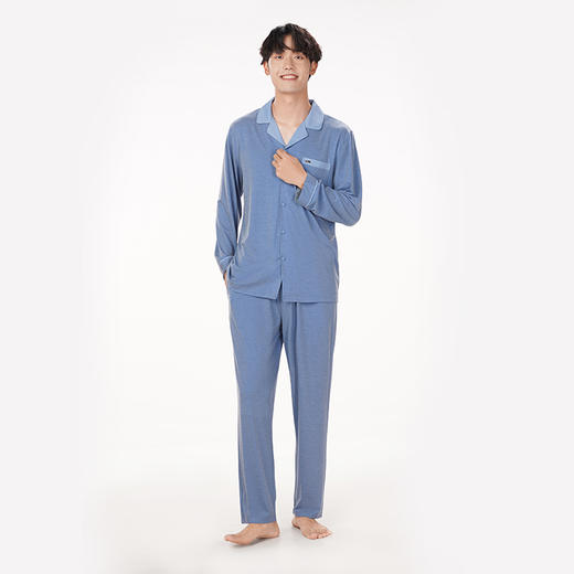 都市丽人都市锋尚好睡好眠春夏睡衣男抗皱绵家居服薄款长袖长裤男士套装FH40A4 商品图1