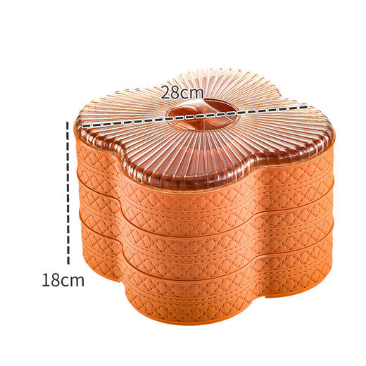 【喜庆的感觉，很有年味！】新款轻奢仿皮果盘,家用多层干果盒分格带盖,坚果糖果盒客厅零食盘,丰盈的多层带盖盛装着坚果糖果，宛如客厅的香甜风景 商品图14