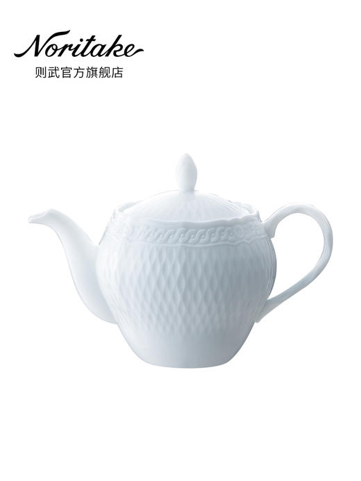 Noritake则武 cher blanc雪儿浮雕小茶壶带盖欧式家用下午茶茶具 商品图1