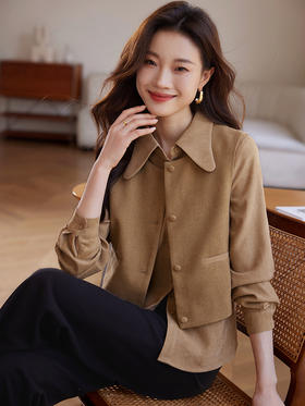 【99元福袋，不支持退换】熙世界磨绒衬衫毛呢马甲两件套装女2025秋冬款小个子穿搭一整套