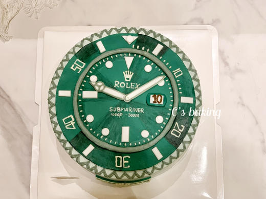 男生男孩/男友老公推荐款 劳力士绿水鬼逼真手表 忌廉蛋糕【半翻糖蛋糕需提前2天预订】（默认自提，收费配送请联系客服） 商品图1