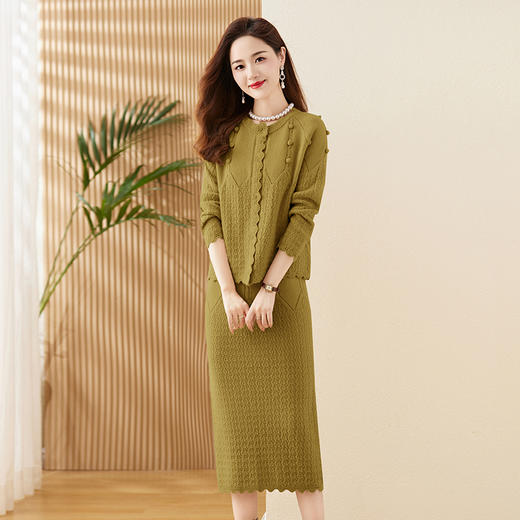 秋冬新款，小香风立体花包纹理设计款洋气两件套连衣裙HR-YBER331 商品图3