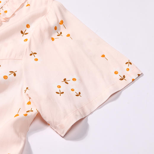 都市丽人生活家居春夏睡衣女梭织人棉家居服薄款短袖长裤女士梭织棉套装LH42B9 商品图6