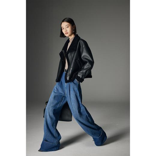 高级感羊剪绒皮草大衣女2023冬季新款羊羔毛时尚修身短款外套 商品图0