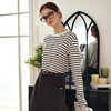 OLrain欧芮儿条纹T恤女秋冬2023年新款海军风宽松显瘦长袖打底衫 商品缩略图1
