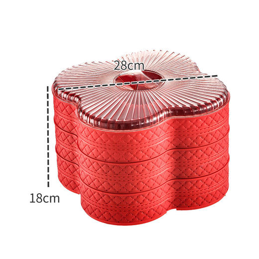 【喜庆的感觉，很有年味！】新款轻奢仿皮果盘,家用多层干果盒分格带盖,坚果糖果盒客厅零食盘,丰盈的多层带盖盛装着坚果糖果，宛如客厅的香甜风景 商品图10