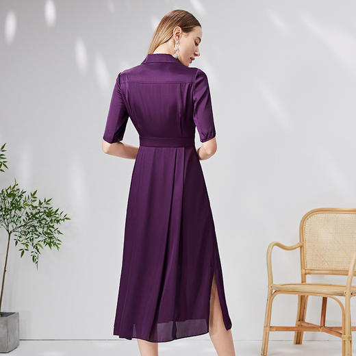 EITIE爱特爱气质中袖西装领收腰连衣裙垂坠高级通勤夏新款B07136 商品图10