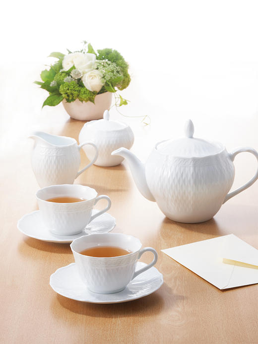 Noritake则武 cher blanc雪儿浮雕小茶壶带盖欧式家用下午茶茶具 商品图4