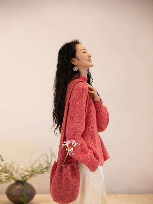 牧衣游原创进口羊毛混纺羊羔毛红色单肩包 嬣嬣【不支持会员折】 商品图1