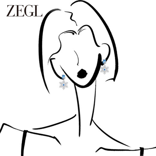 ZEGL圣诞雪花耳环女2023新款爆款秋冬高级感气质耳钉小众银针耳饰 商品图1
