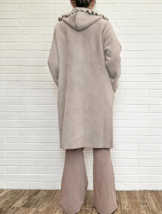 TYNVIE 荷叶边连帽针织大衣-灰色 商品图8