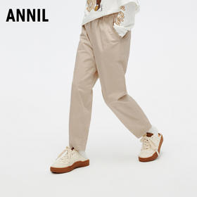 女童裤子新款春装休闲萝卜裤弹力黑色束脚刺绣长裤安奈儿童装EG416025