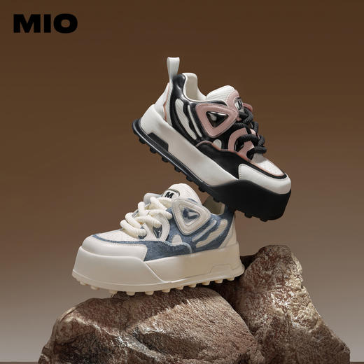 MIO米奥春季拼色厚底休闲板鞋撞色舒适显高运动女鞋M241561503 商品图0