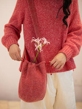 牧衣游原创进口羊毛混纺羊羔毛红色单肩包 嬣嬣【不支持会员折】