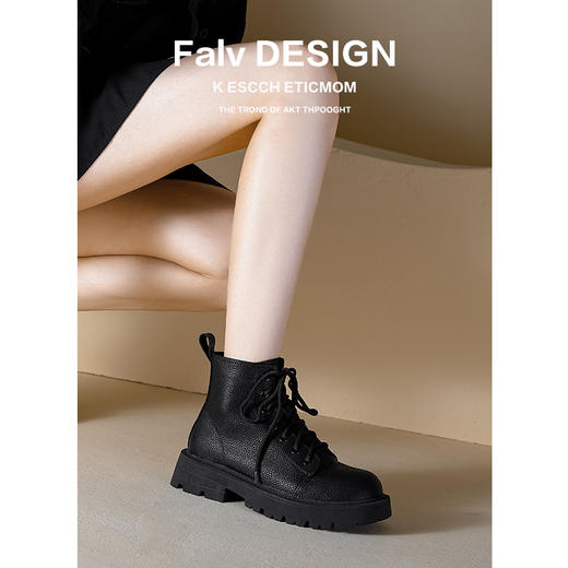 【女鞋专场】真皮厚底系带马丁靴女2023年新款秋冬薄款靴子英伦小个子白色短靴 商品图3